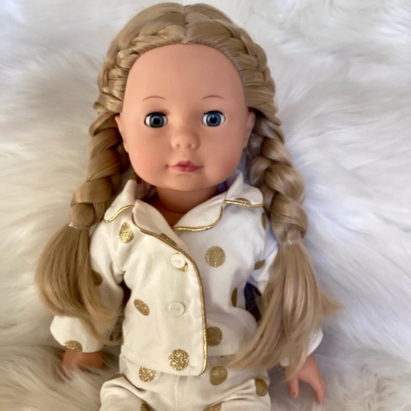 Pottery Barn Kids Unicorn Götz Doll w/Pajamas Blonde Hair Blue Eyes 18” Doll - Picture 3 of 14